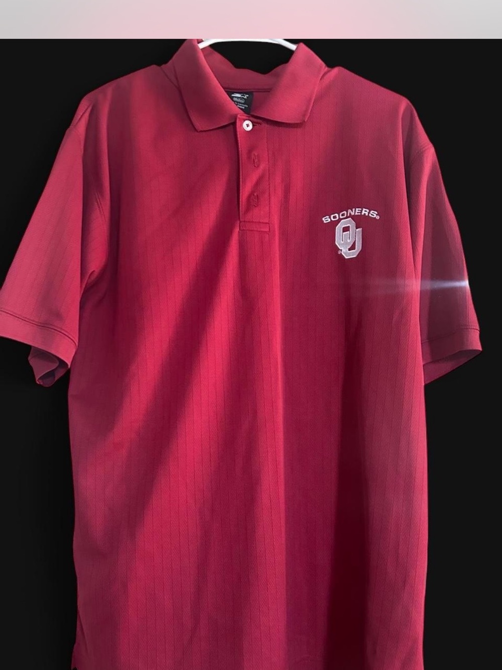 STARTER Red Short Sleeve Polo with OU Sooners Logo